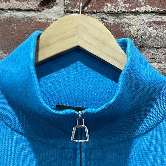 Akris Wool & Mulberry Silk High-Neck Zip Cardigan with Zip Pockets Size 14 - Picture 9 of 9